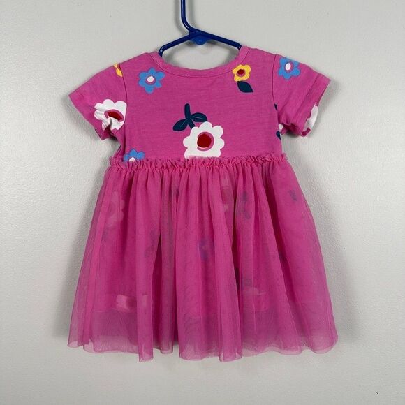 Hanna Andersson Girls 70 6-12 Months Pink Dress Short Sleeve Tulle Floral - Picture 5 of 5